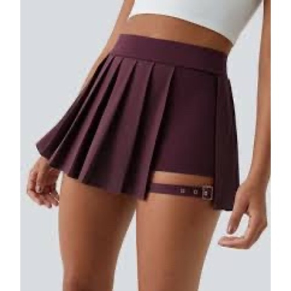 Halara High Waisted Wrapped Pleated 2-in-1 Pocket Adjustable Buckle Medium